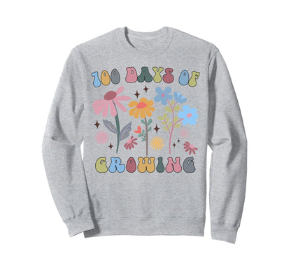 100 Days Growing Boho Flower 100Th Sweatshirt - Custom Art Print Unisex - T-Shirt, Sweatshirt, Hoodie