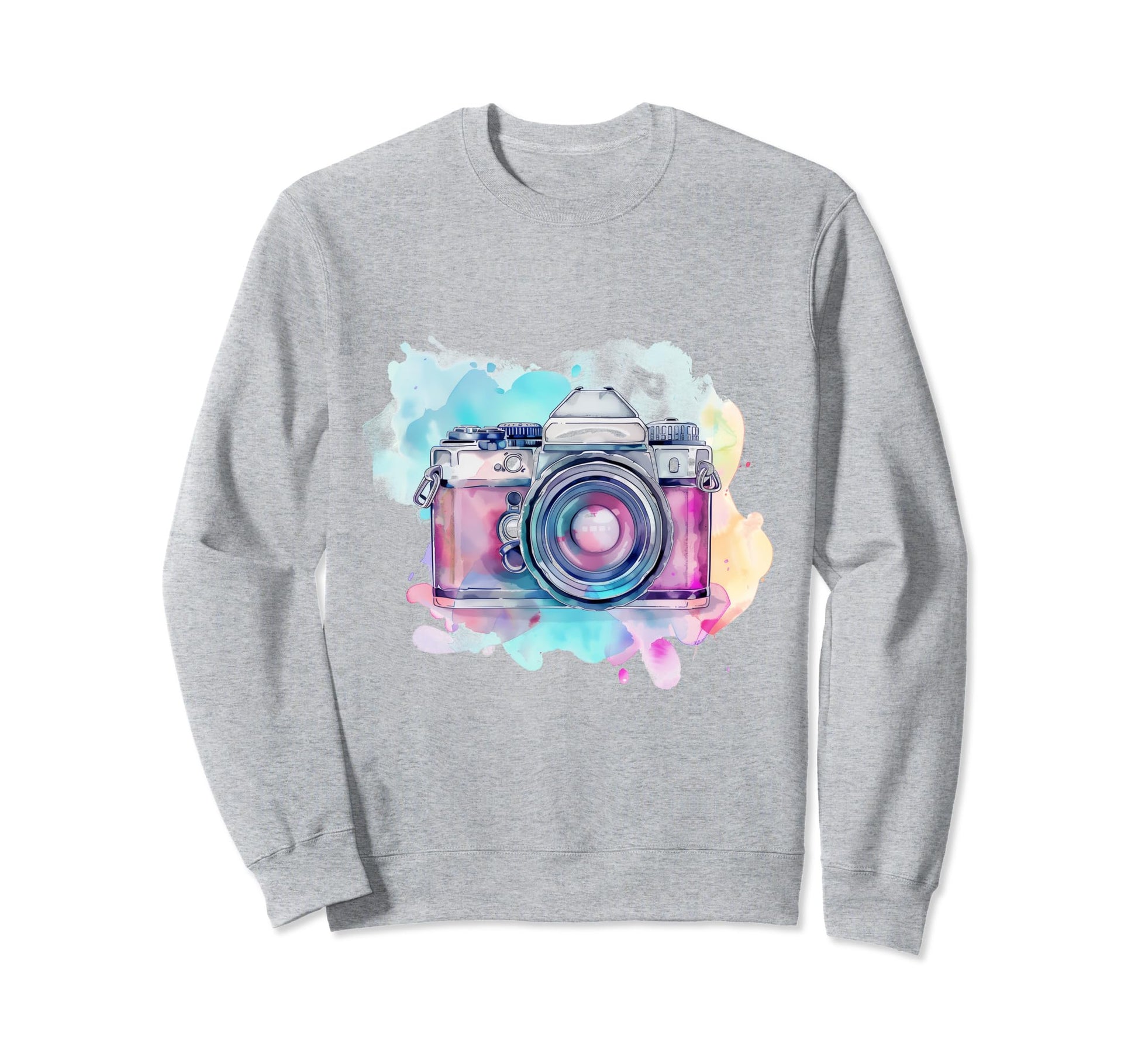 Camera Photography Watercolor Art Sweatshirt - Novelty Apparel for Adults - T-Shirt, Sweatshirt, Hoodie