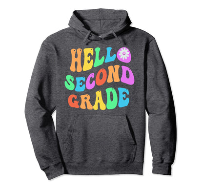 Rainbow Hello Second Grade 2Nd Gr Little Hoodie - Unique Graphic Unisex - T-Shirt, Sweatshirt, Hoodie