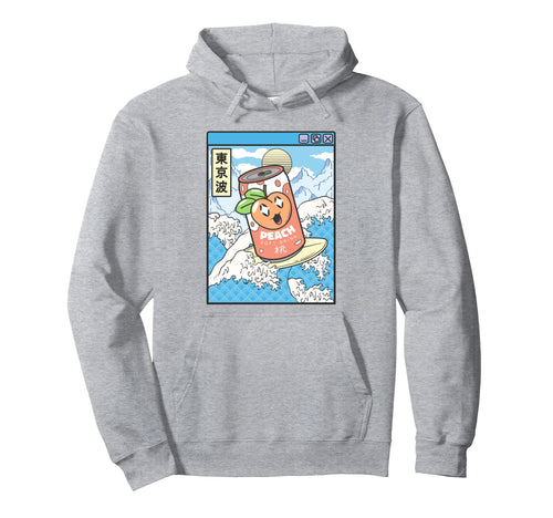 Surfing Peach Soda Japanese Waves Hoodie - Minimalist Print Men Women - T-Shirt, Sweatshirt, Hoodie