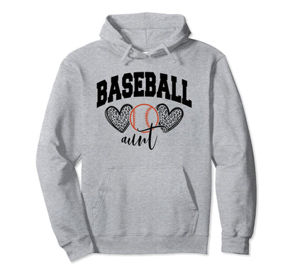 Baseball Aunt Funny Leopard Baseball Auntie Hoodie - Graphic Print Unisex - T-Shirt, Sweatshirt, Hoodie