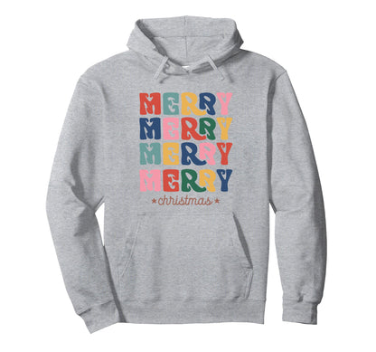 Boho Merry Colorful Aesthetic Holiday Hoodie - Trendy Graphic Men Women - T-Shirt, Sweatshirt, Hoodie