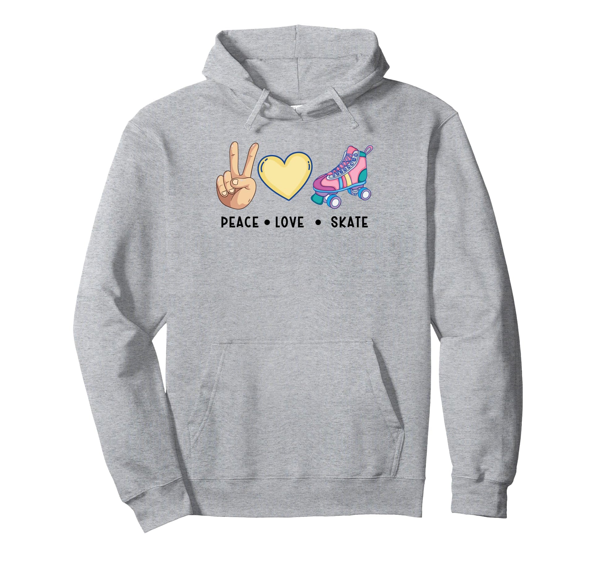 Peace Love Skate Roller Skating Hoodie - Trendy Graphic for Adults - T-Shirt, Sweatshirt, Hoodie