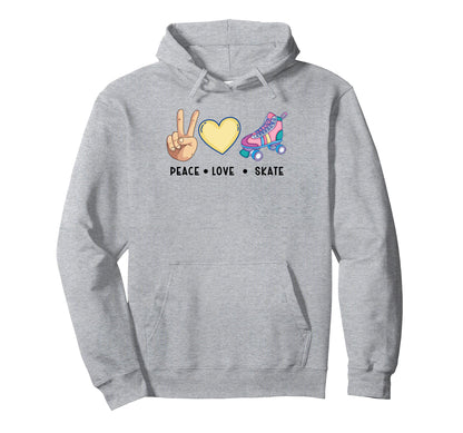 Peace Love Skate Roller Skating Hoodie - Trendy Graphic for Adults - T-Shirt, Sweatshirt, Hoodie