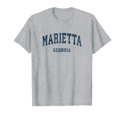 Marietta Georgia Ga Varsity Sports Navy T-Shirt - Aesthetic Graphic Unisex - T-Shirt, Sweatshirt, Hoodie
