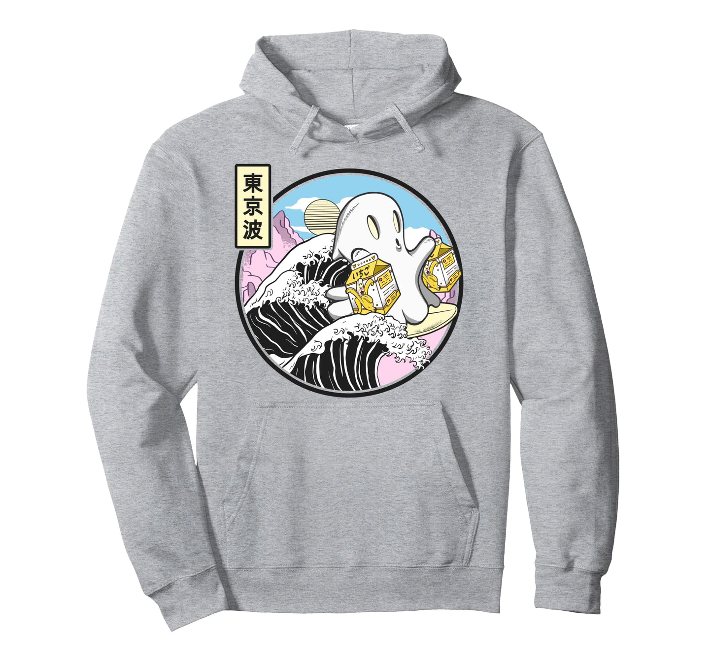 Surfing Ghost Banana Milk Kanagawa Wave Hoodie - Trendy Graphic Men Women - T-Shirt, Sweatshirt, Hoodie