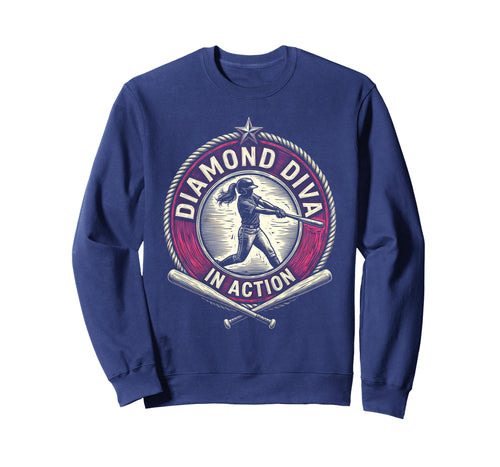 Diamond Diva Action Baseball Sweatshirt - Aesthetic Graphic Unisex - T-Shirt, Sweatshirt, Hoodie