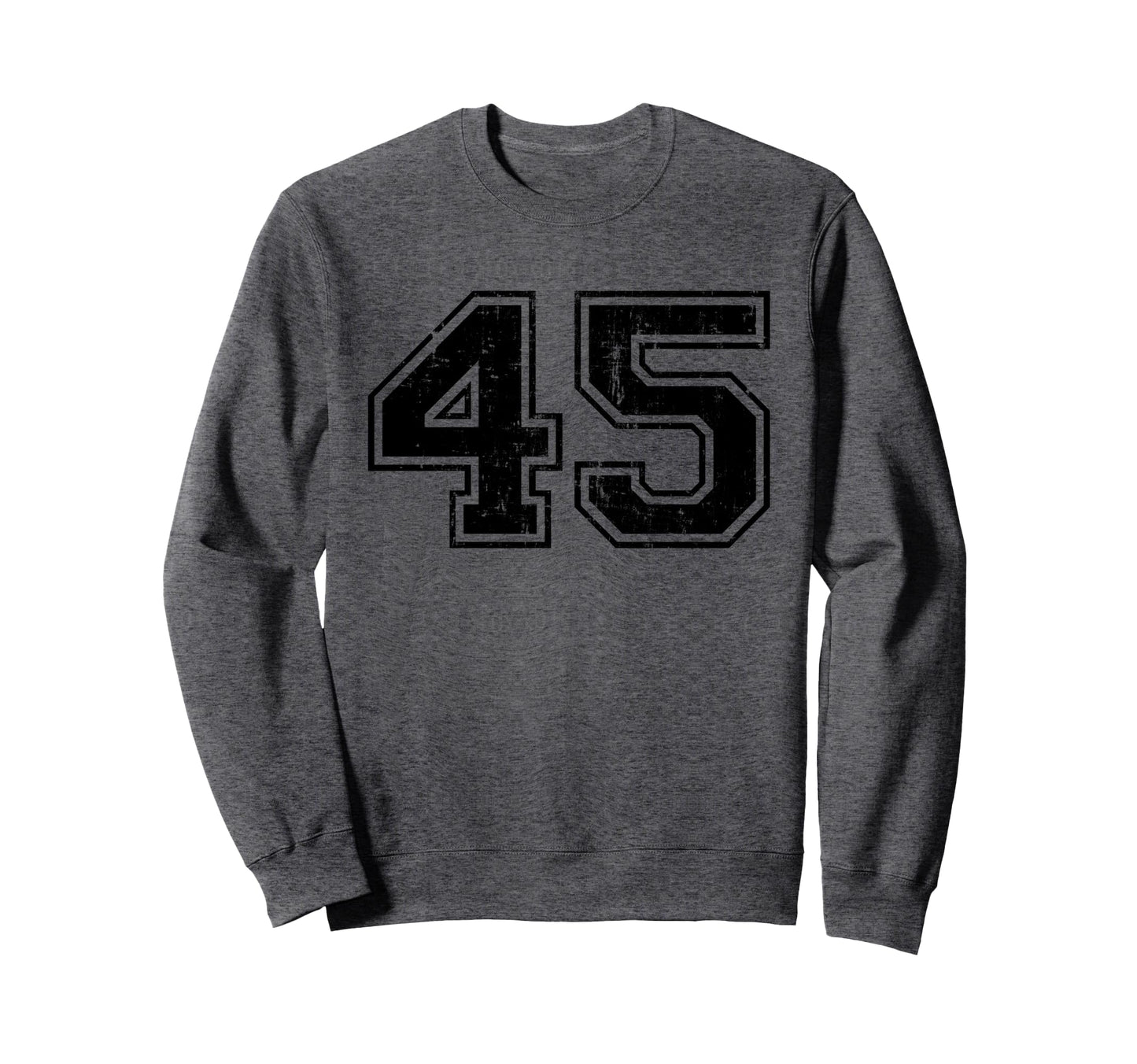 Number 45 Varsity Distressed Sport Team Sweatshirt - Unique Graphic Unisex - T-Shirt, Sweatshirt, Hoodie