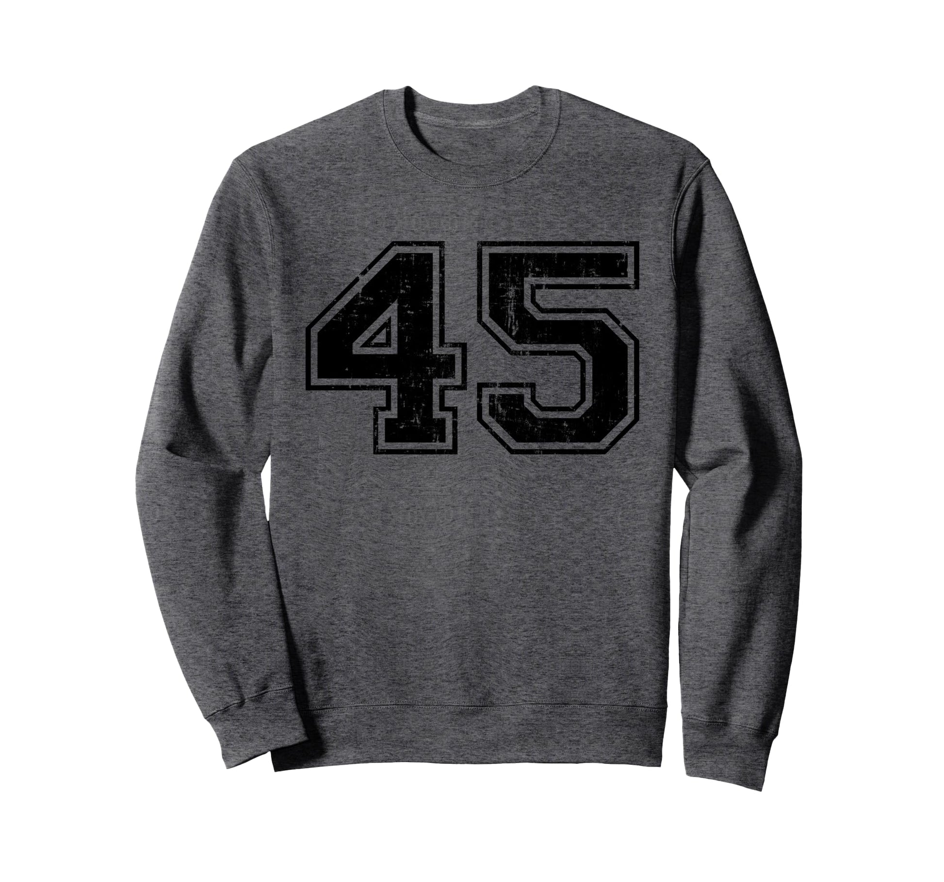 Number 45 Varsity Distressed Sport Team Sweatshirt - Unique Graphic Unisex - T-Shirt, Sweatshirt, Hoodie