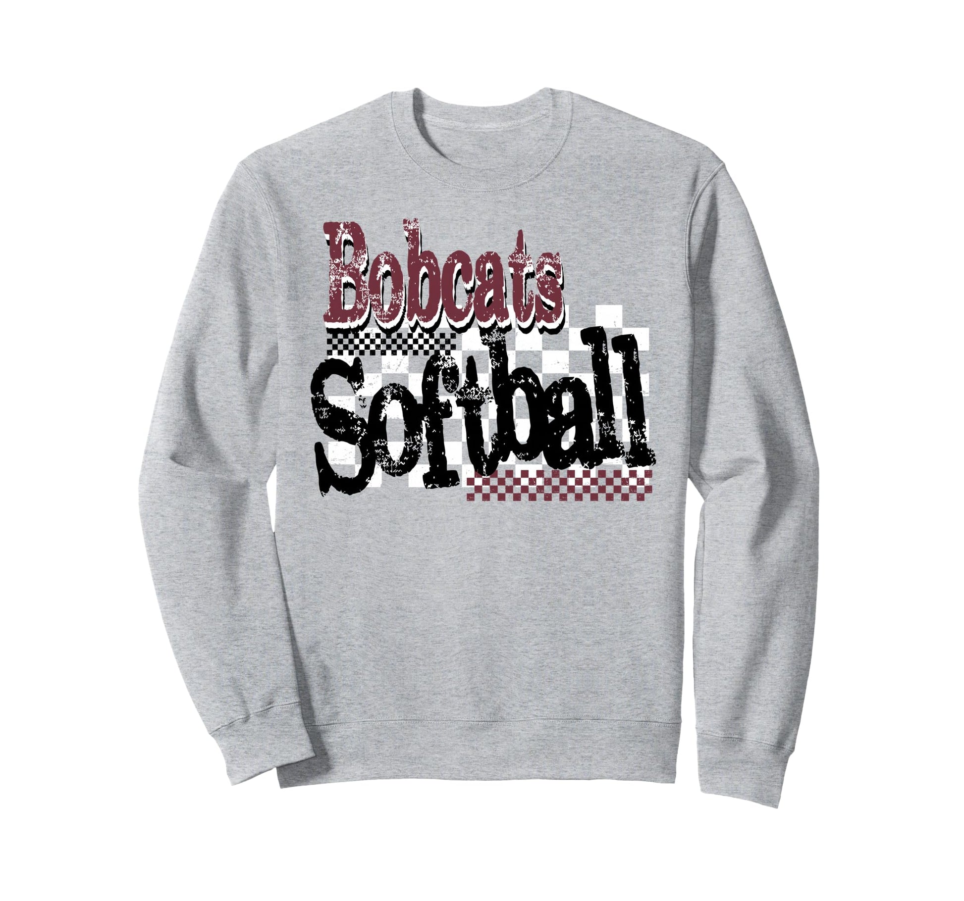 Bobcats Softball Mom Checkered Game Day Sweatshirt - Graphic Print Unisex - T-Shirt, Sweatshirt, Hoodie