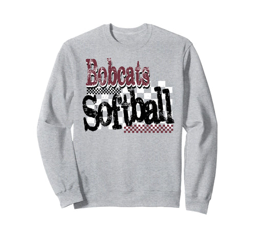 Bobcats Softball Mom Checkered Game Day Sweatshirt - Graphic Print Unisex - T-Shirt, Sweatshirt, Hoodie