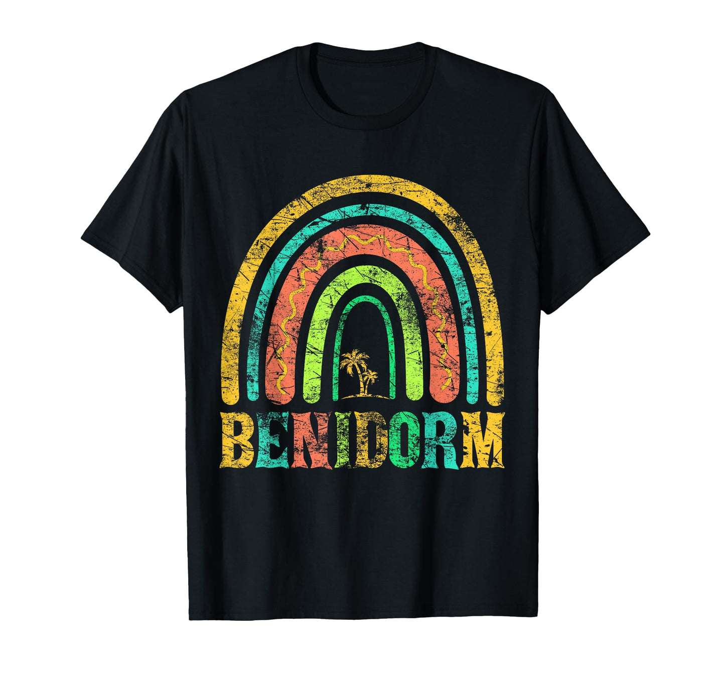 Benidorm Vacation Souvenir Rainbow T-Shirt - Casual Everyday Wear Unisex - T-Shirt, Sweatshirt, Hoodie