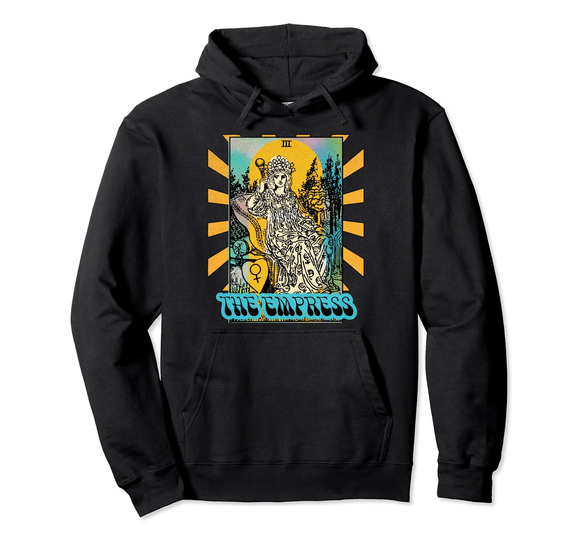 Tarot Card Empress Groovy Hippie Peace Hoodie - Unique Graphic Men Women - T-Shirt, Sweatshirt, Hoodie