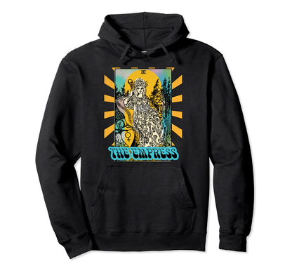 Tarot Card Empress Groovy Hippie Peace Hoodie - Unique Graphic Men Women - T-Shirt, Sweatshirt, Hoodie