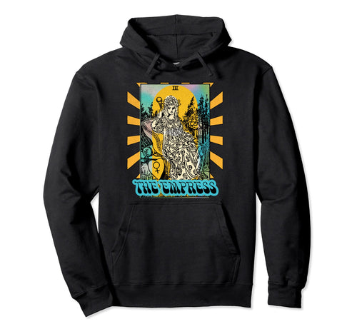 Tarot Card Empress Groovy Hippie Peace Hoodie - Unique Graphic Men Women - T-Shirt, Sweatshirt, Hoodie