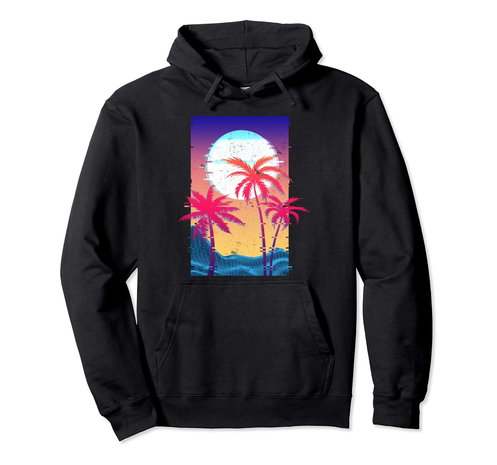 Palm Tree Sunrise Digital Landscape Hoodie - Custom Art Print Men Women - T-Shirt, Sweatshirt, Hoodie