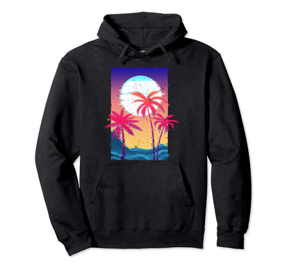 Palm Tree Sunrise Digital Landscape Hoodie - Custom Art Print Men Women - T-Shirt, Sweatshirt, Hoodie