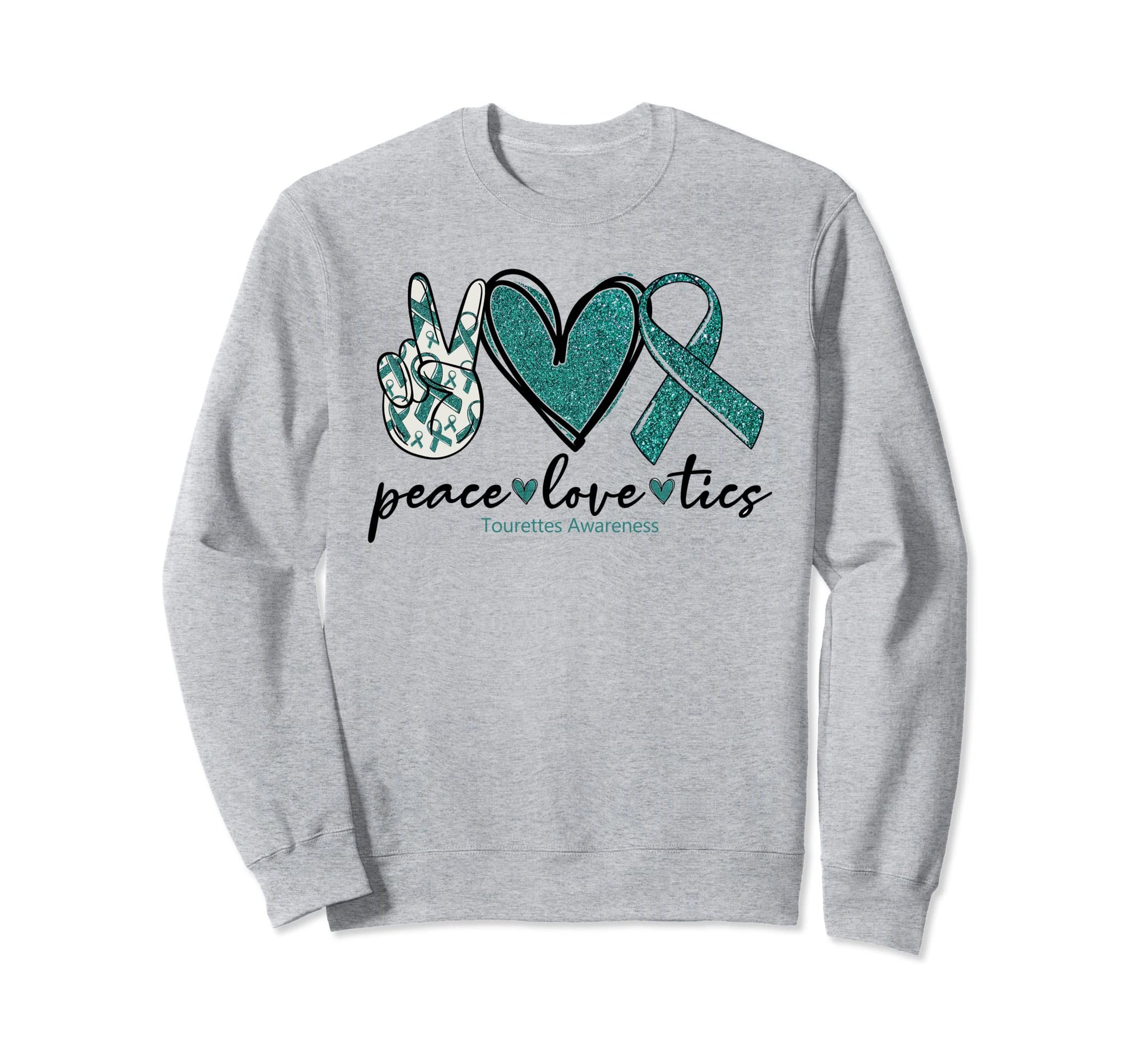 Peace Love Tics Tourettes Sweatshirt - Minimalist Print for Adults - T-Shirt, Sweatshirt, Hoodie