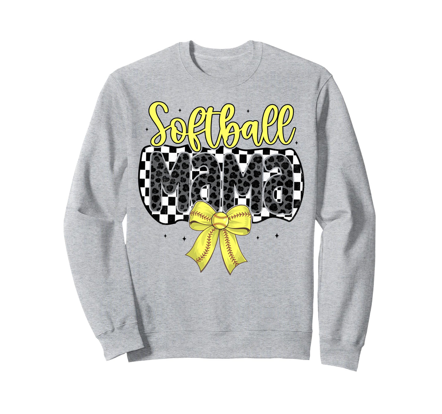 Softball Checkered Mama Coquette Bow Sweatshirt - Graphic Print Men Women - T-Shirt, Sweatshirt, Hoodie