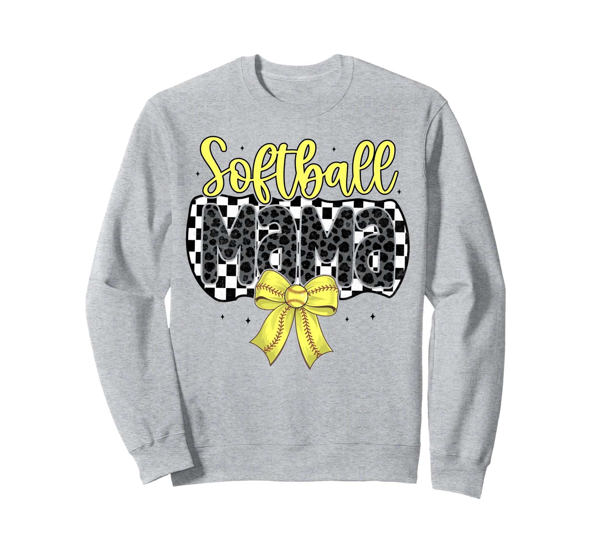 Softball Checkered Mama Coquette Bow Sweatshirt - Graphic Print Men Women - T-Shirt, Sweatshirt, Hoodie
