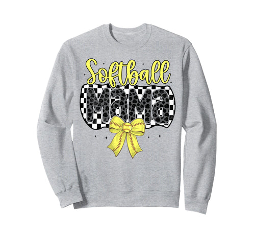 Softball Checkered Mama Coquette Bow Sweatshirt - Graphic Print Men Women - T-Shirt, Sweatshirt, Hoodie