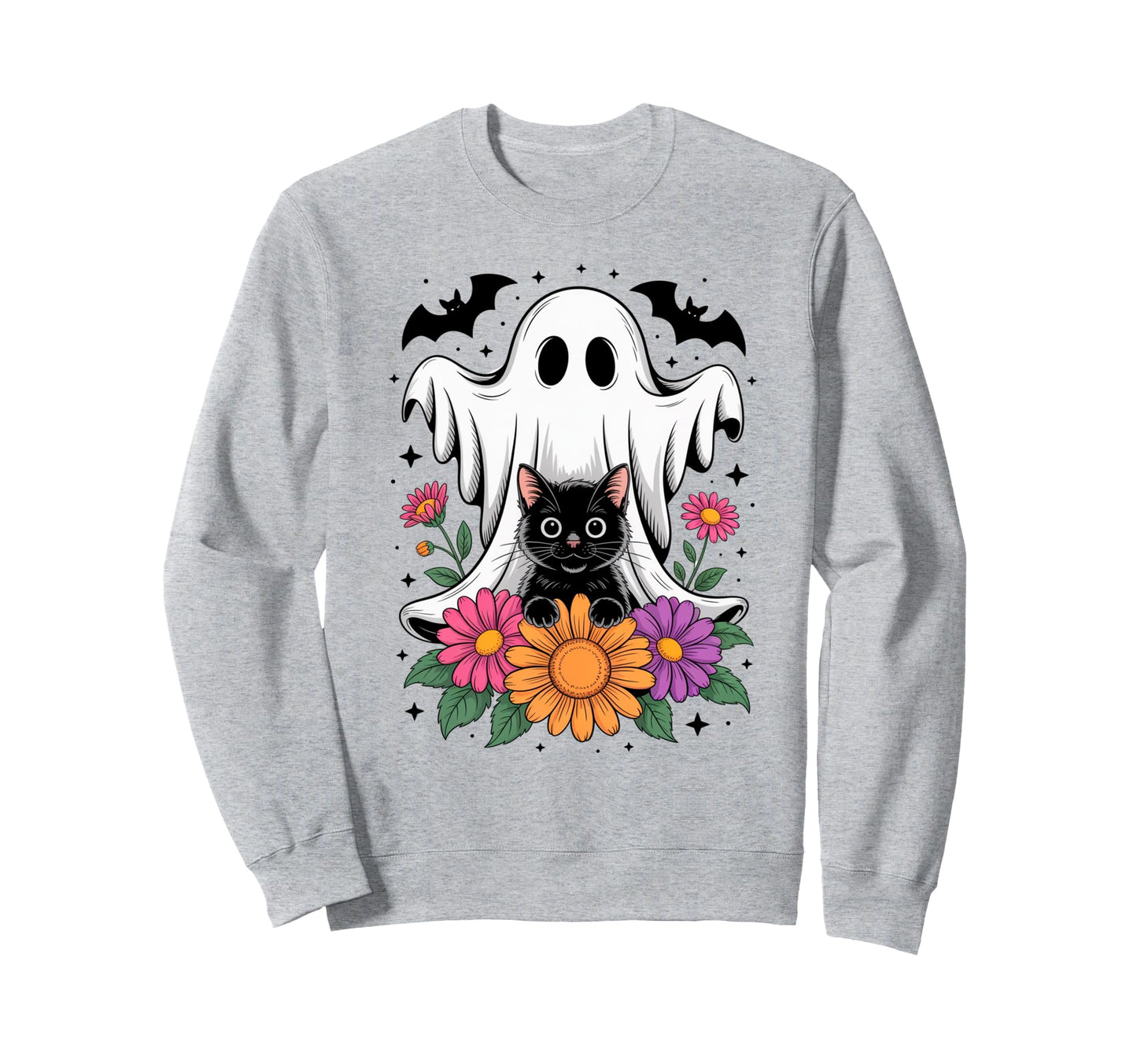 Boo Halloween Spooky Ghost Funny Cat Sweatshirt - Graphic Print for Adults - T-Shirt, Sweatshirt, Hoodie