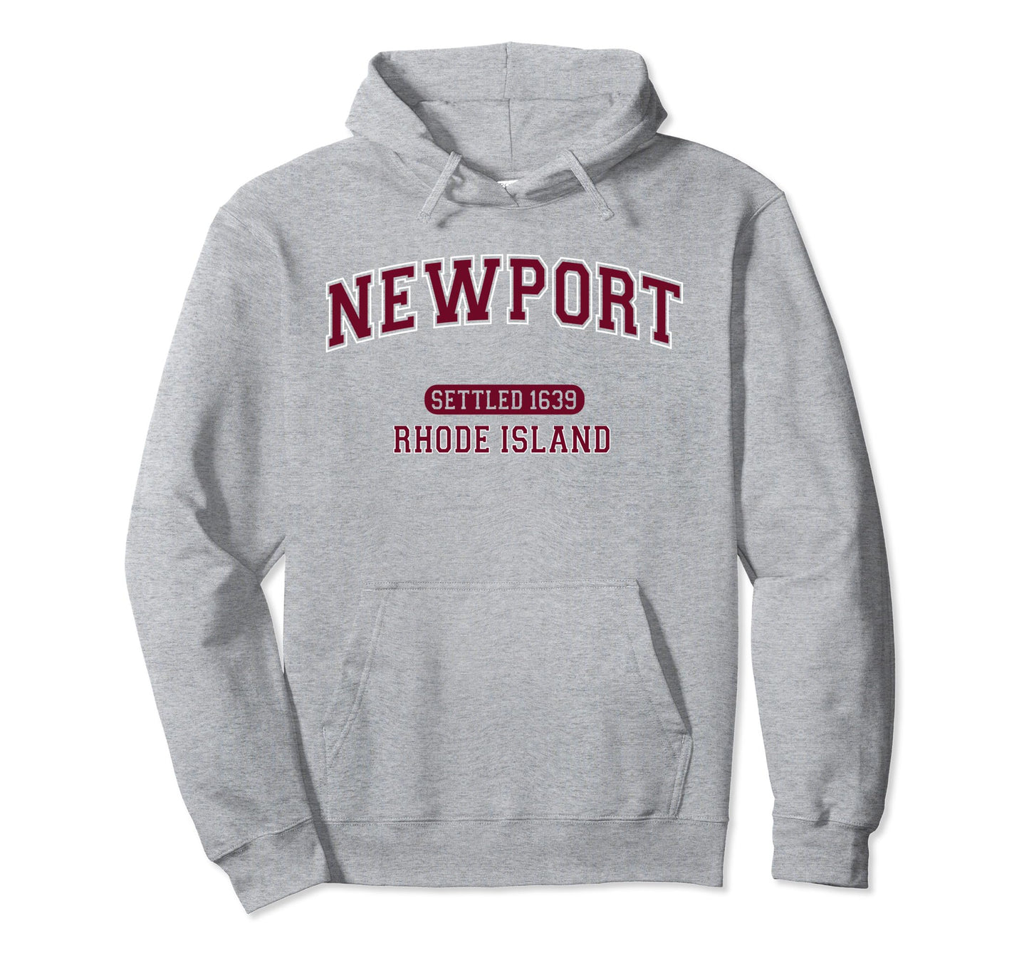 Newport Rhode Island Sports Varsity Burgundy Hoodie - Unique Graphic Unisex - T-Shirt, Sweatshirt, Hoodie