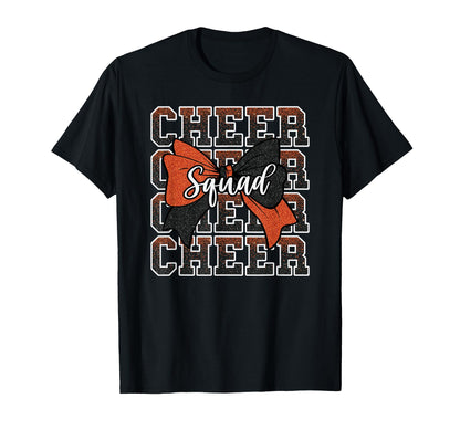 Orange Black Bow Cheer Squad Sport T-Shirt - Trendy Graphic Unisex - T-Shirt, Sweatshirt, Hoodie