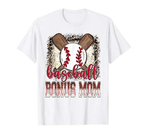 Baseball Bonus Mom Leopard Proud Ball Bonus T-Shirt - Graphic Print Unisex - T-Shirt, Sweatshirt, Hoodie