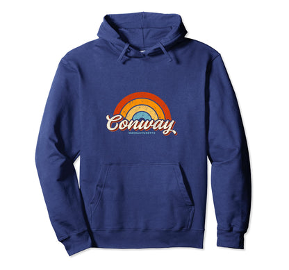 Conway Massachusetts Ma Rainbow 70S Hoodie - Minimalist Print Unisex - T-Shirt, Sweatshirt, Hoodie