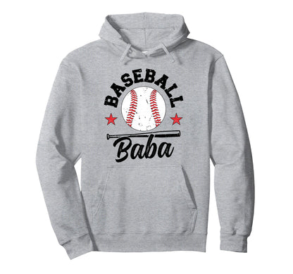 Baseball Baba Grandpa Baseball Player Baba Hoodie - Graphic Print Unisex - T-Shirt, Sweatshirt, Hoodie