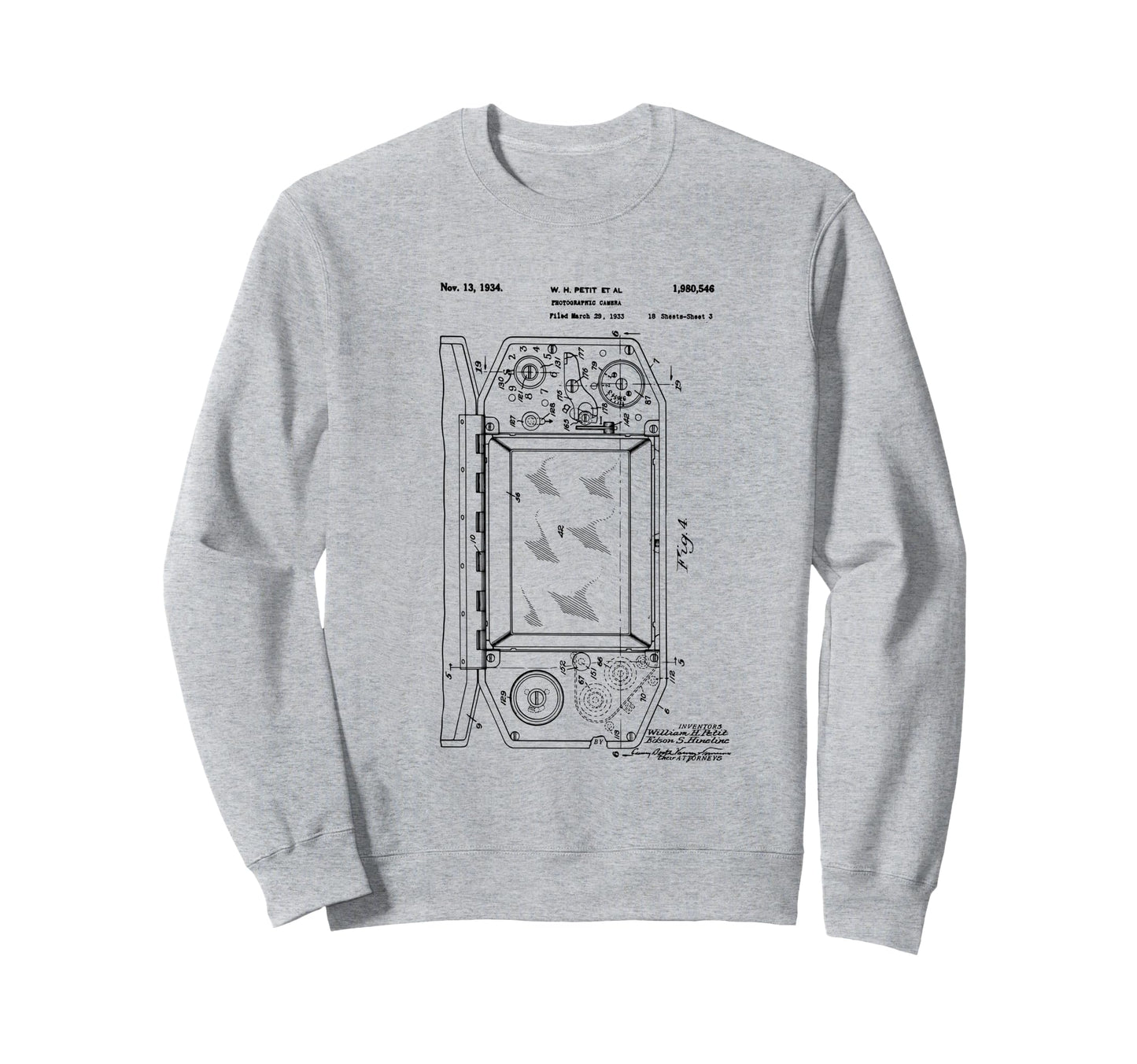 Camera Photographic Patent 1934 Sweatshirt - Custom Art Print Unisex - T-Shirt, Sweatshirt, Hoodie