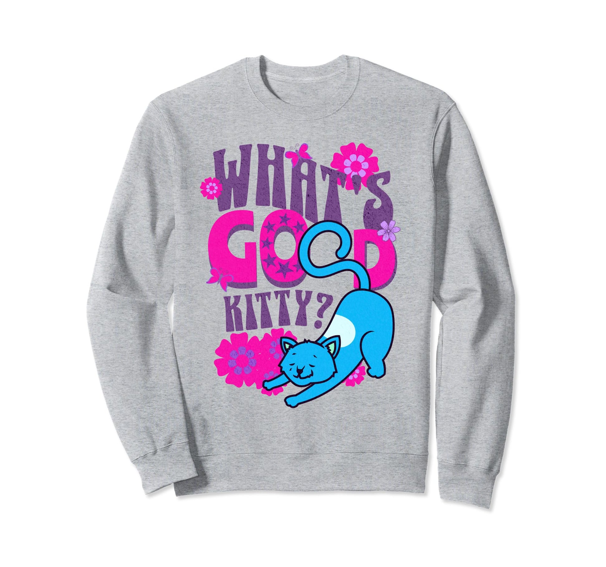 1960S Hippy Cat Boho Floral Cat Sweatshirt - Trendy Graphic Unisex - T-Shirt, Sweatshirt, Hoodie