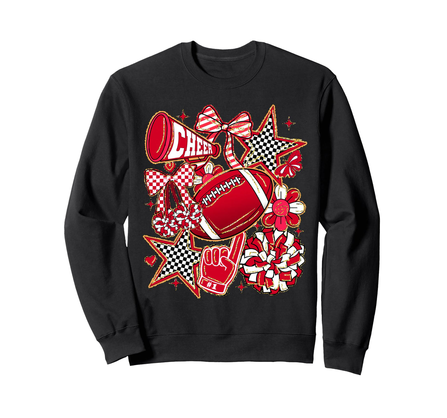 Cheer Mom Red Cheerleader Game Day Sweatshirt - Novelty Apparel Men Women - T-Shirt, Sweatshirt, Hoodie