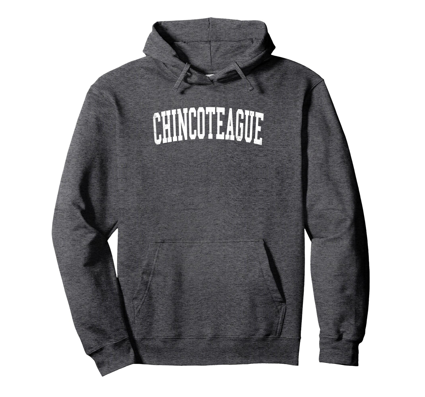 Chincoteague Distressed White Varsity Hoodie - Casual Everyday Wear Unisex - T-Shirt, Sweatshirt, Hoodie