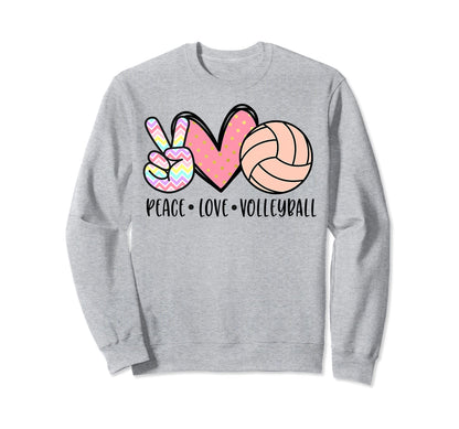 Peace Love Volleyball Sweatshirt - Casual Everyday Wear for Adults - T-Shirt, Sweatshirt, Hoodie