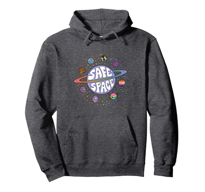Rainbow Planets Safe Space Hoodie - Trendy Graphic for Adults - T-Shirt, Sweatshirt, Hoodie