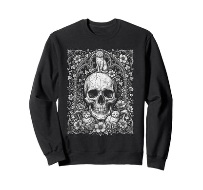 Skull Cat Skeleton Kitty Kitten Sweatshirt - Streetwear Style Unisex - T-Shirt, Sweatshirt, Hoodie