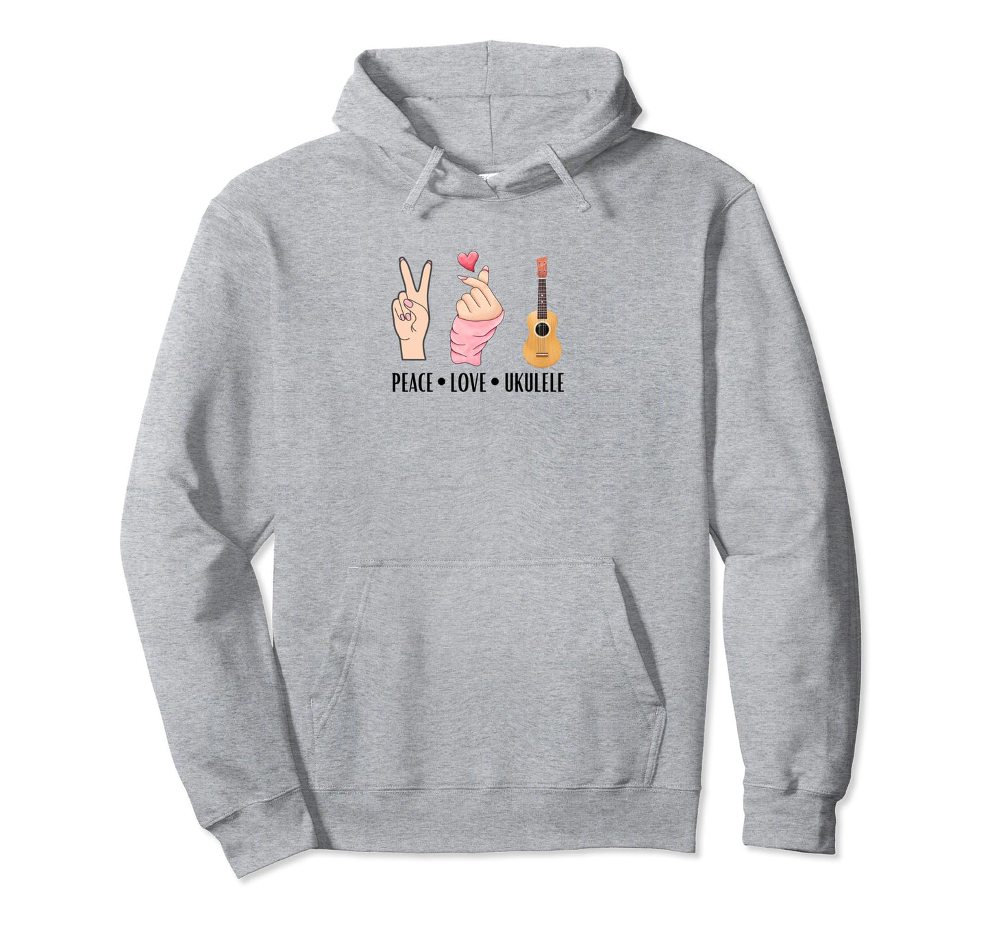 Ukulele Peace Love Hoodie - Custom Art Print Men Women - T-Shirt, Sweatshirt, Hoodie