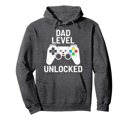 Gaming Dad Level Unlocked Funny Video Hoodie - Fun Novelty Design Unisex - T-Shirt, Sweatshirt, Hoodie