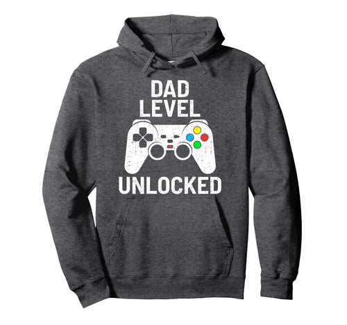Gaming Dad Level Unlocked Funny Video Hoodie - Fun Novelty Design Unisex - T-Shirt, Sweatshirt, Hoodie