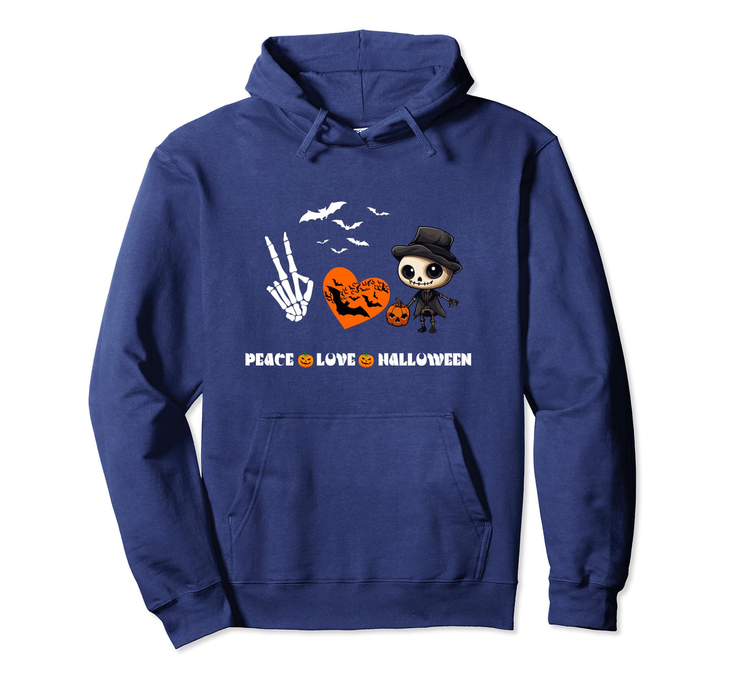 Peace Love Halloween Funny Halloween Hoodie - Novelty Apparel for Adults - T-Shirt, Sweatshirt, Hoodie