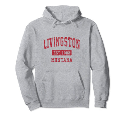 Livingston Montana Mt Sports Red Hoodie - Streetwear Style Men Women - T-Shirt, Sweatshirt, Hoodie