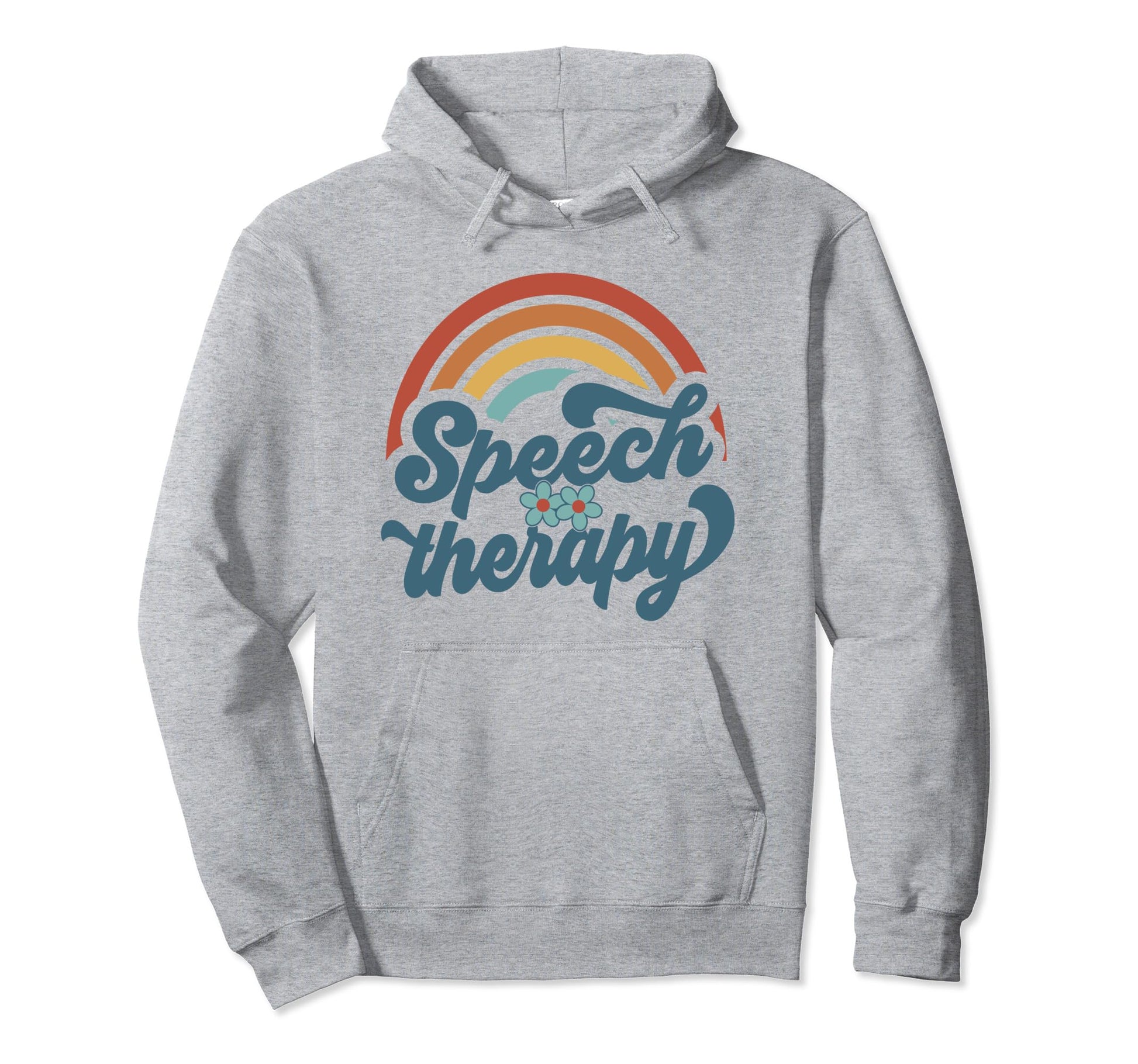 Speech Therapy Groovy Rainbow Speech Hoodie - Minimalist Print Men Women - T-Shirt, Sweatshirt, Hoodie