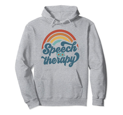 Speech Therapy Groovy Rainbow Speech Hoodie - Minimalist Print Men Women - T-Shirt, Sweatshirt, Hoodie