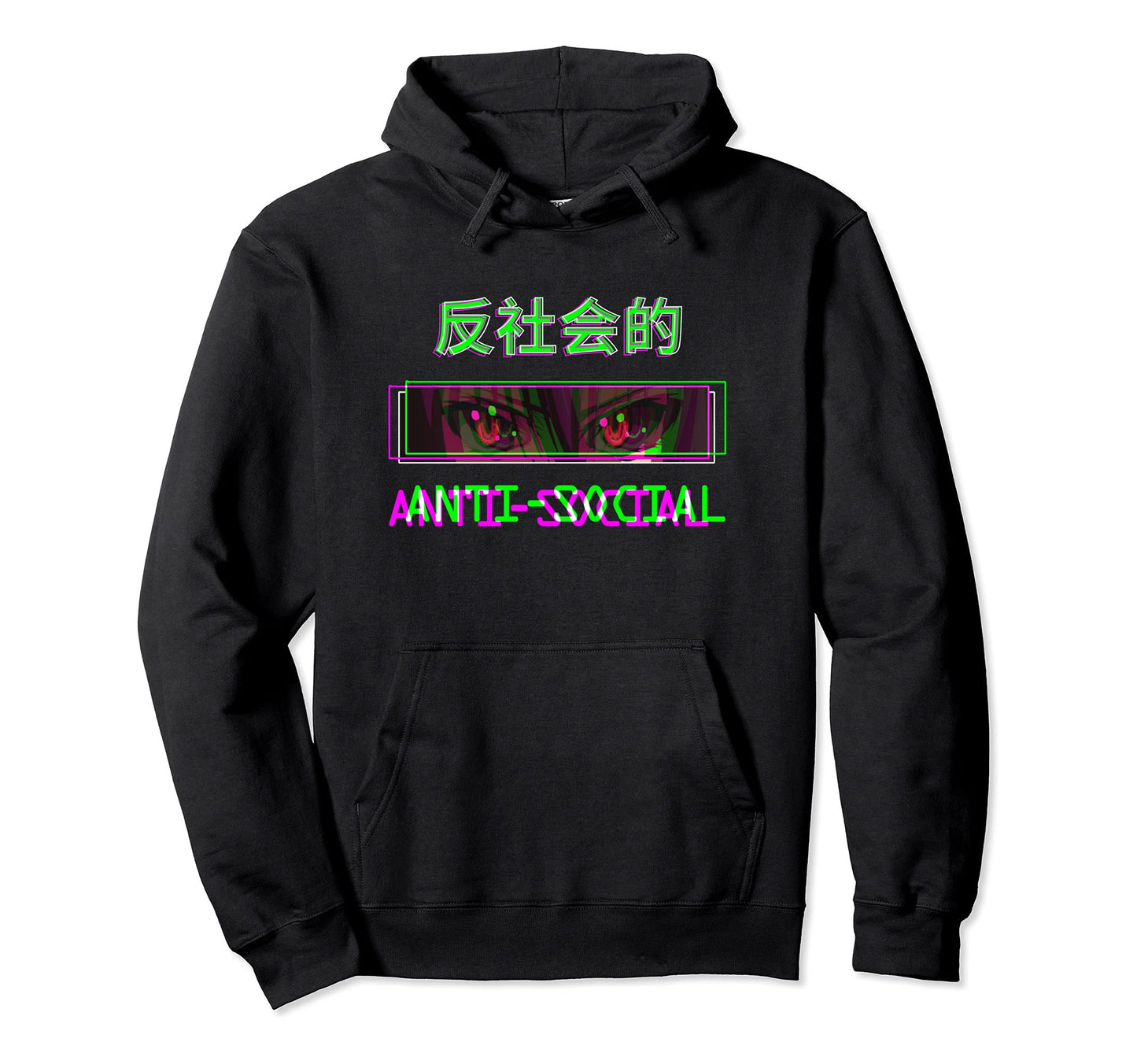 Anti Social Japanese Text Aesthetic Anime Hoodie - Novelty Apparel Unisex - T-Shirt, Sweatshirt, Hoodie