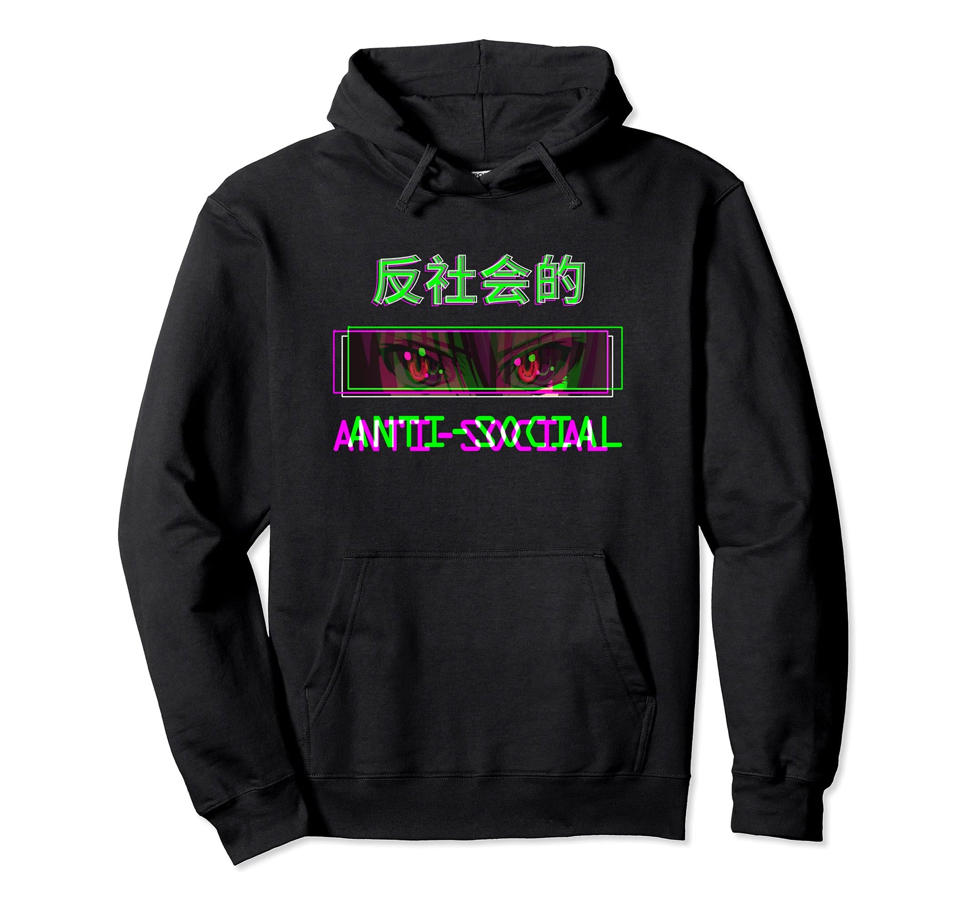 Anti Social Japanese Text Aesthetic Anime Hoodie - Novelty Apparel Unisex - T-Shirt, Sweatshirt, Hoodie