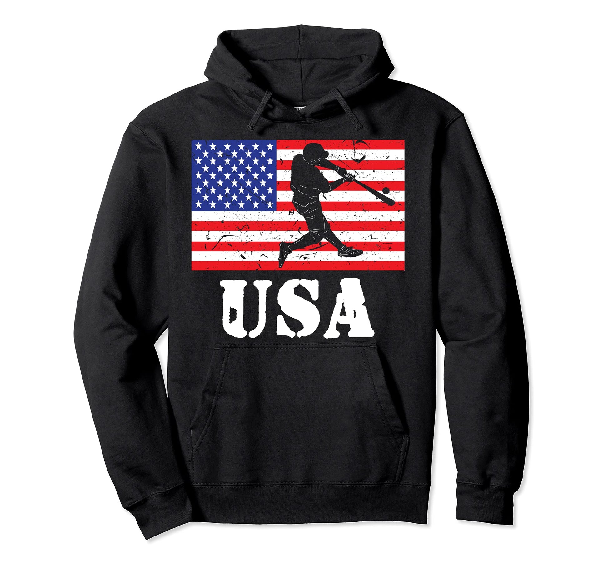 Distressed Baseball Player Usa American Hoodie - Streetwear Style Unisex - T-Shirt, Sweatshirt, Hoodie