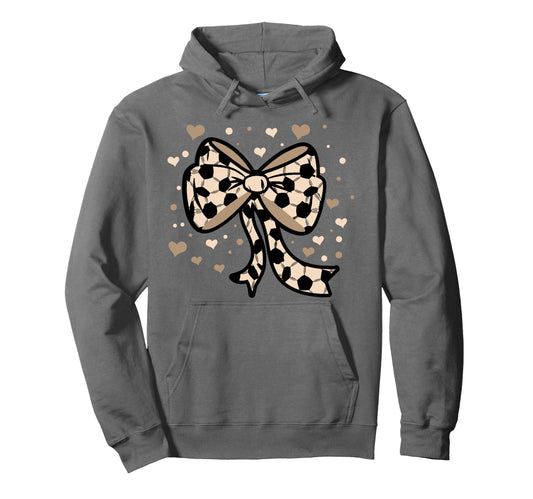 Soccer Ball Coquette Bow Game Day Soccer Hoodie - Aesthetic Graphic Unisex - T-Shirt, Sweatshirt, Hoodie