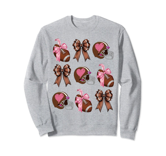 Womens Moms Coquette Bow Football Lover Sweatshirt - Unique Graphic Unisex - T-Shirt, Sweatshirt, Hoodie